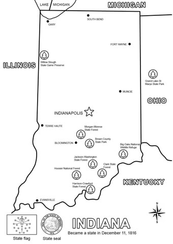 Indiana Map Coloring page
