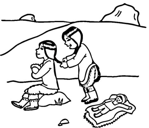 Inuit girls  Coloring page
