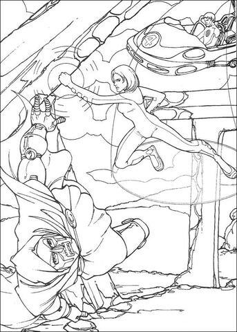 Invisible Girl Hits Her Enemy  Coloring page