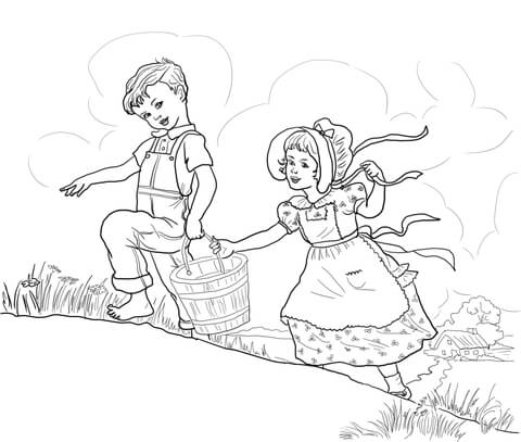 Jack and Jill nursery rhyme Coloring page