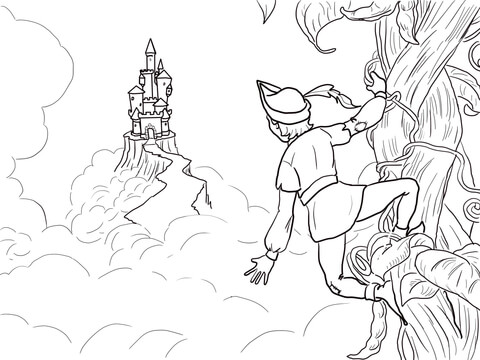 Jack and the Beanstalk Castle Coloring page