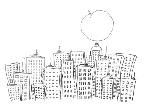 James and the Giant Peach in New York Coloring page