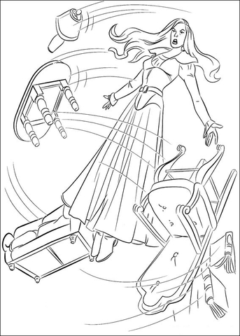 Jean Grey and her telekinetic power in action Coloring page