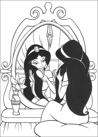 Jasmine looks in the mirror Coloring page