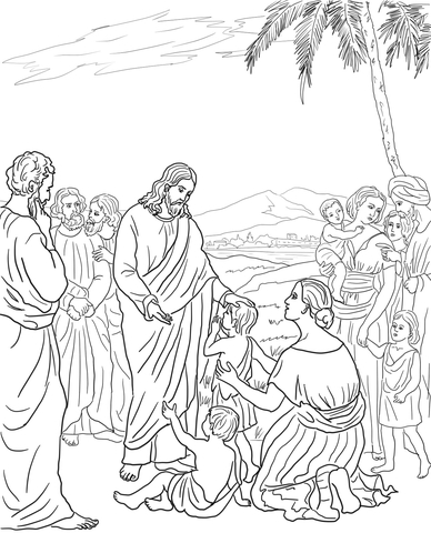 Jesus Blesses the Children Coloring page
