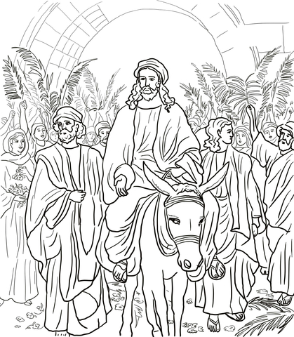 Jesus Entry Into Jerusalem Coloring page