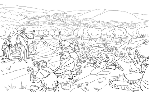 Jesus Healed 10 Lepers Coloring page