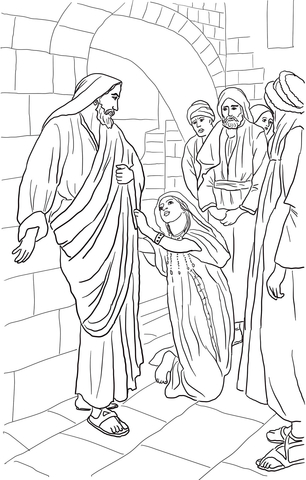 Jesus Heals Canaanite Woman's Daughter Coloring page