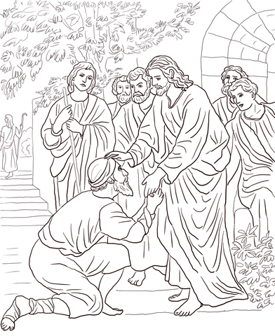 Jesus Heals the Leper Coloring page