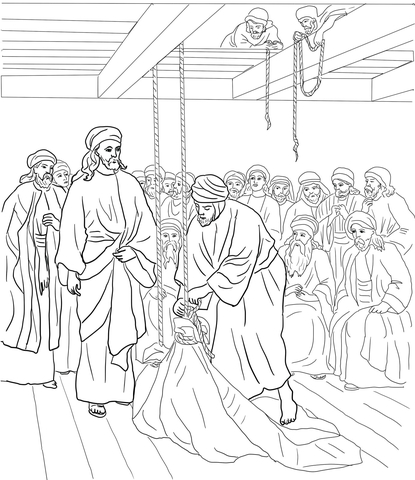 Jesus Heals the Paralyzed Man Coloring page