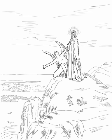 Jesus Temptation Coloring page