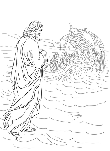 Jesus Walking on the Water Coloring page