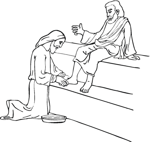 Jesus Washing Feet Coloring page