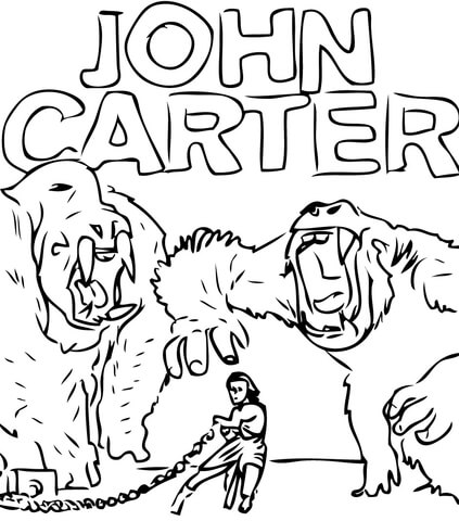 John Carter Is About To Fight Two Huge Monsters Coloring page