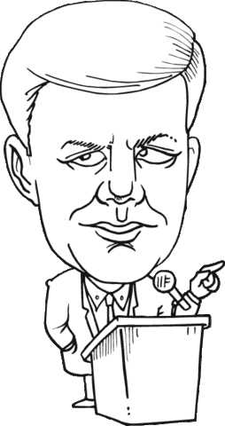 John F. Kennedy Caricature Coloring page