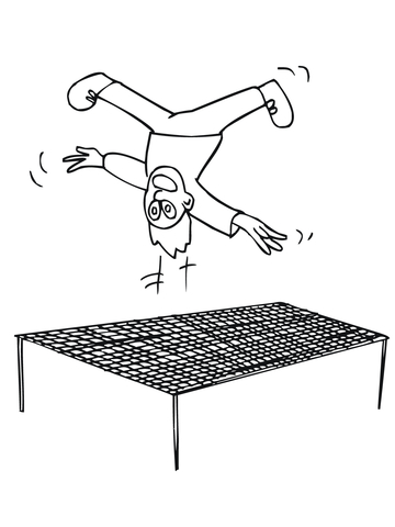 Jumping Upside Down on Trampoline Coloring page