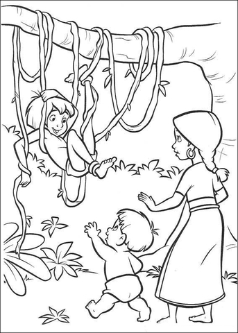 Mowgli in the Jungle Coloring page