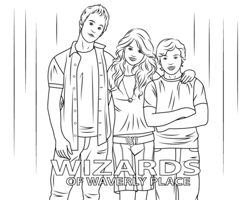 Justin Max and Alex from Wizards of Waverly Place Coloring page