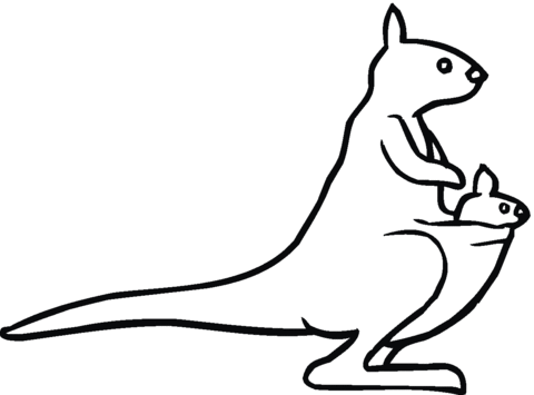 Kangaroo flyer with joey in pouch Coloring page