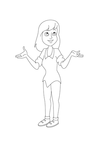 Kat Is Holding Her Hands Out In Confusion Coloring page