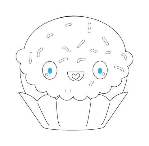 Kawaii Cupcake with Sparkles Coloring page