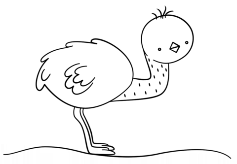 Kawaii Emu Coloring page