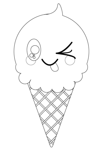 Kawaii Ice Cream Cone Coloring page