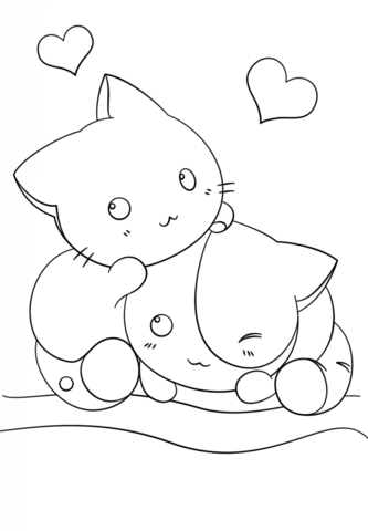 Kawaii Kittens Coloring page