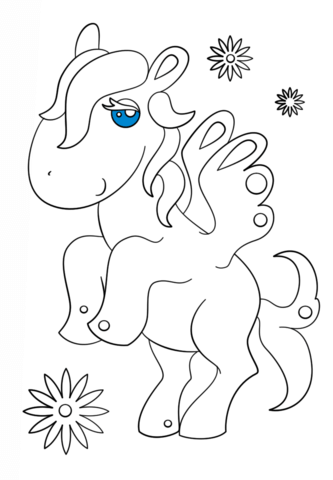 Kawaii Pegasus Coloring page