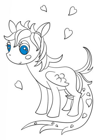 Kawaii Pegasus Pony Coloring page