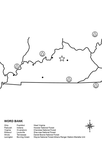 Kentucky Map Worksheet Coloring page