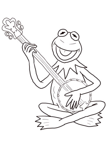Kermit the Frog Playing Guitar Coloring page