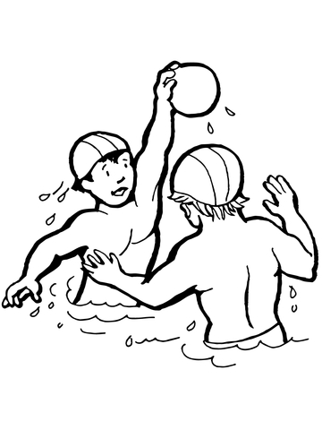 Kids Playing Water Polo Coloring page
