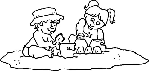 Kids with Pail and Shovel  Coloring page