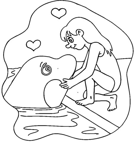 Killer Whale And Girl  Coloring page