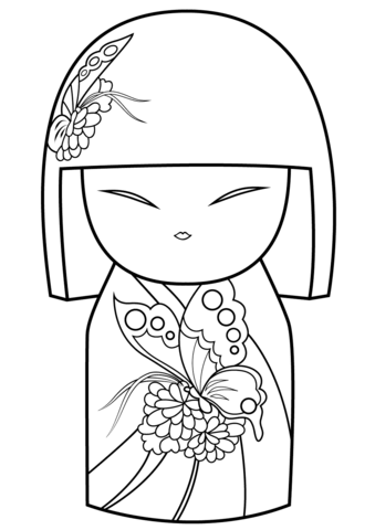 Kimmi Doll with Butterfly Ornament Coloring page