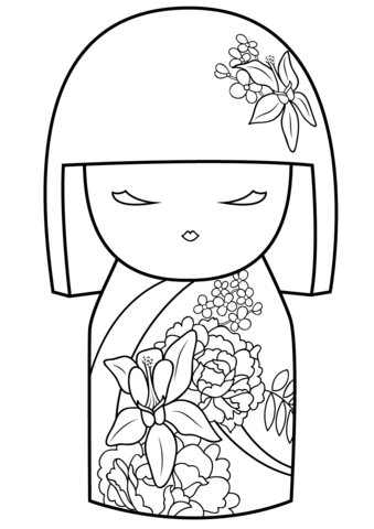 Kimmi Doll with Flower Ornament Coloring page