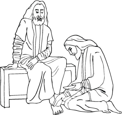 Jesus Foot Washing Coloring page