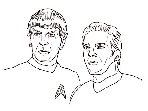 Kirk and Spock Coloring page