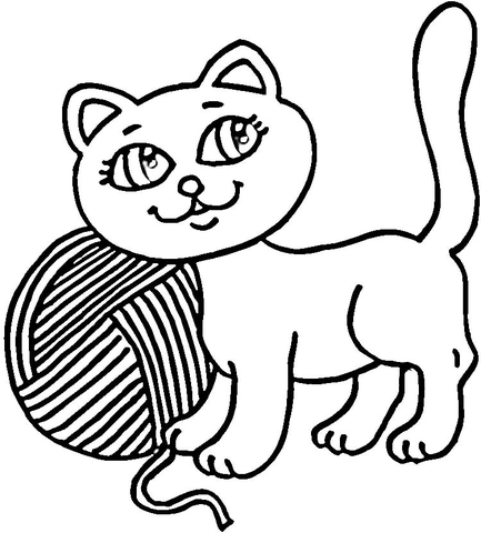 Kitty and Yarn  Coloring page