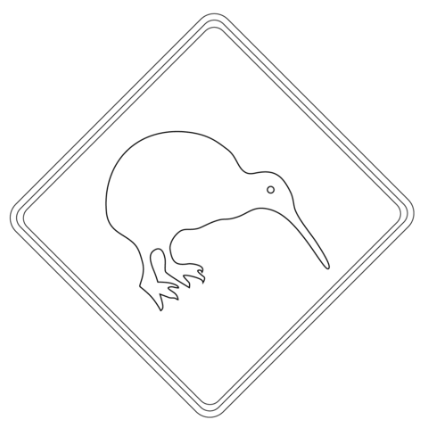 Kiwi Road Sign Coloring page