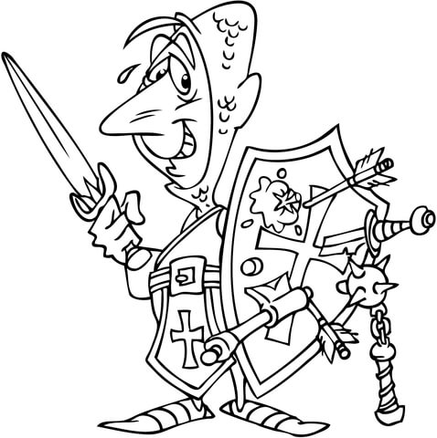 Knight After a Battle Coloring page