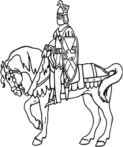 Knight On Horse Coloring page