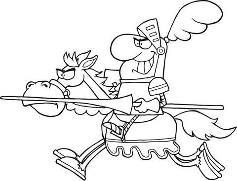 Knight Riding a Horse Coloring page