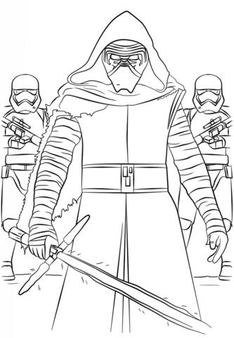 Kylo Ren and the First Order Stormtroopers Coloring page