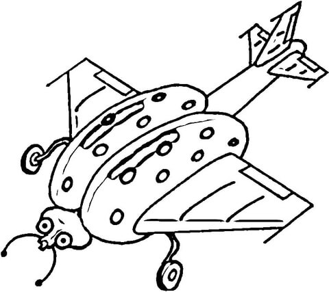Ladybug Plane  Coloring page