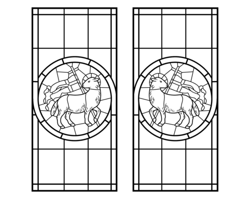 Lamb with Cross Stained Glass Coloring page