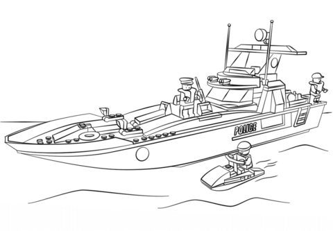 Lego Police Boat Coloring page