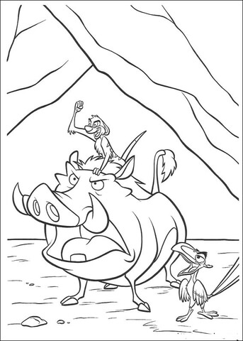 Pumbaa, Timon and Zazu Coloring page