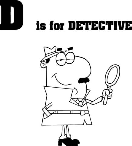 Letter D is for Detective Coloring page